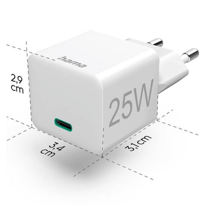 Hama - Hama Vggladdare USB-C 25W - Vit