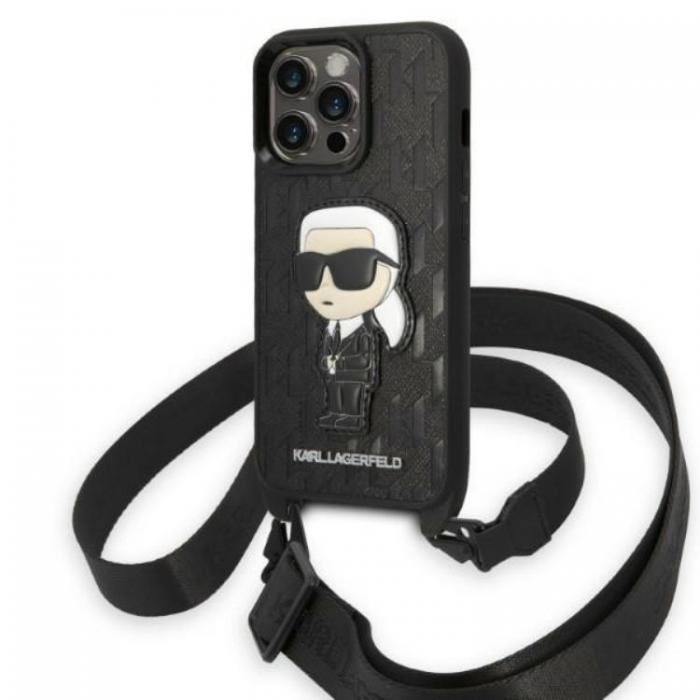 KARL LAGERFELD - Karl Lagerfeld iPhone 14 Pro Skal med halsband Ikonik Patch - Svart