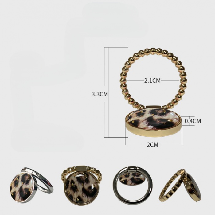 A-One Brand - Metal Ringhllare till Mobiltelefon - Leopard Guld Buckle