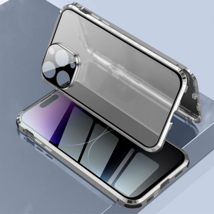 A-One Brand - iPhone 14 Pro Max Skal Anti-Spy Metall Magnetic - Silver