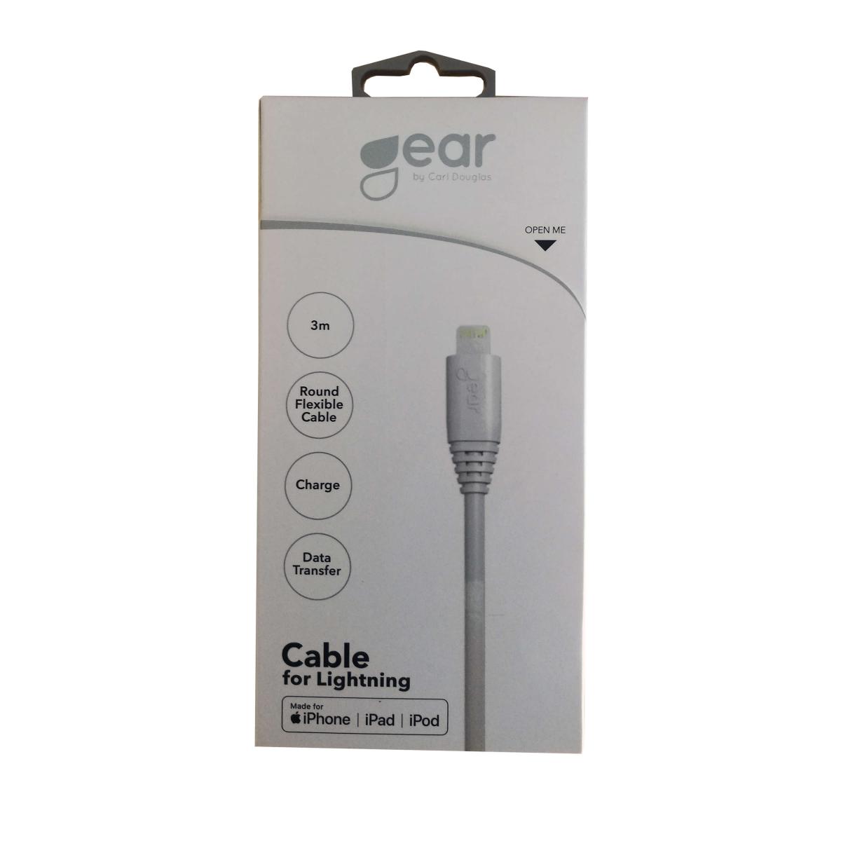 GEAR
GEAR Laddkabel Lightning 3m Vit MFI Rund kabel