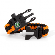 A-One Brand - Överlevnadsarmband Paracord l Kompass , Visselpipa , Flintbrandstartare - Orange