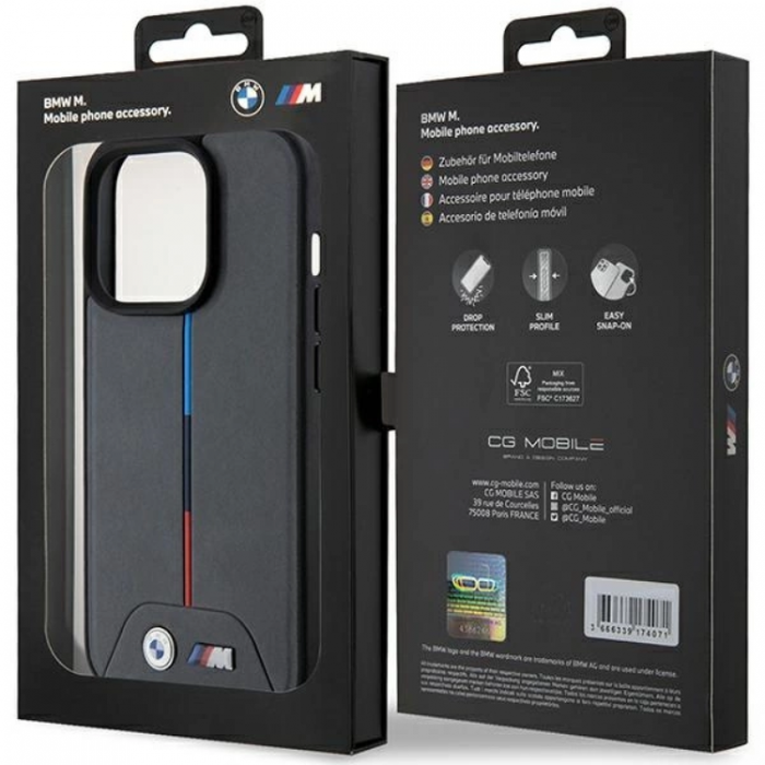BMW - BMW iPhone 15 Pro Mobilskal Magsafe M Quilted Tricolor - Gr