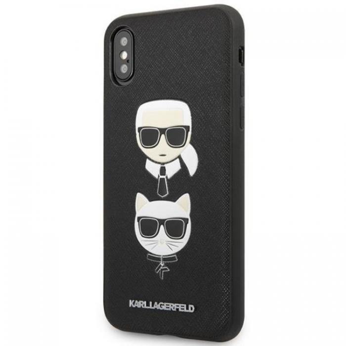 KARL LAGERFELD - Karl Lagerfeld iPhone XS Max Skal Saffiano Ikonik Karl & Choupette Head
