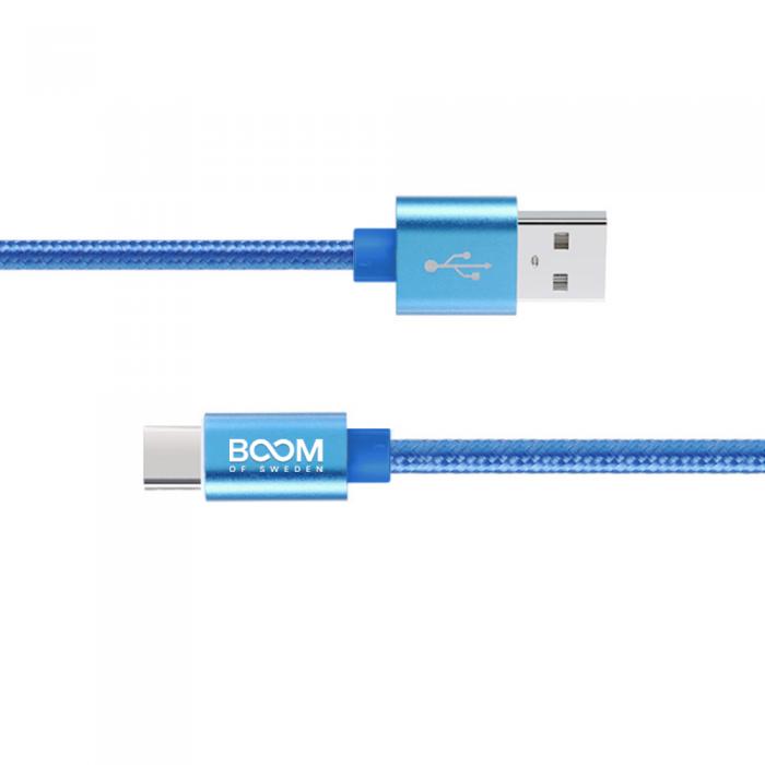 UTGATT1 - BOOM - Nylon USB-C Kabel, 2.1A, 3M - Svart