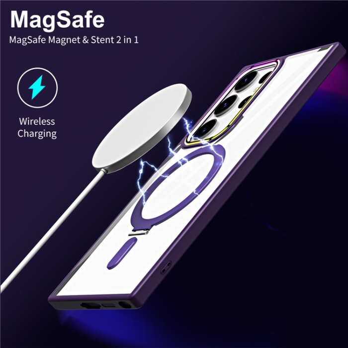 A-One Brand - Galaxy S23 Ultra Mobilskal Magsafe Kickstand Magnetic - Lila