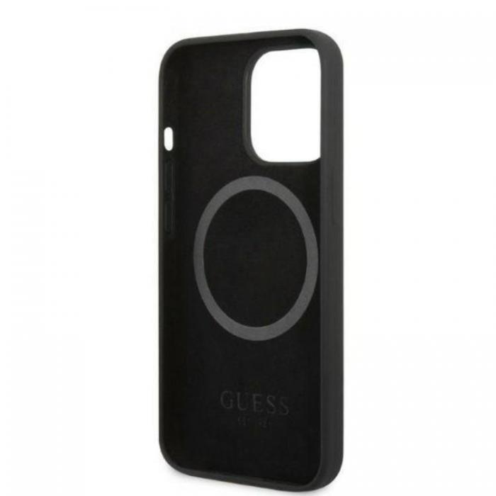 Guess - Guess iPhone 13 Pro Skal MagSafe Silicone Logo Plate - Svart