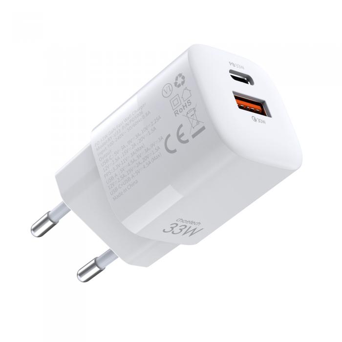 Choetech - Choetech Fast Vggladdare USB-C PD QC 33W - Vit