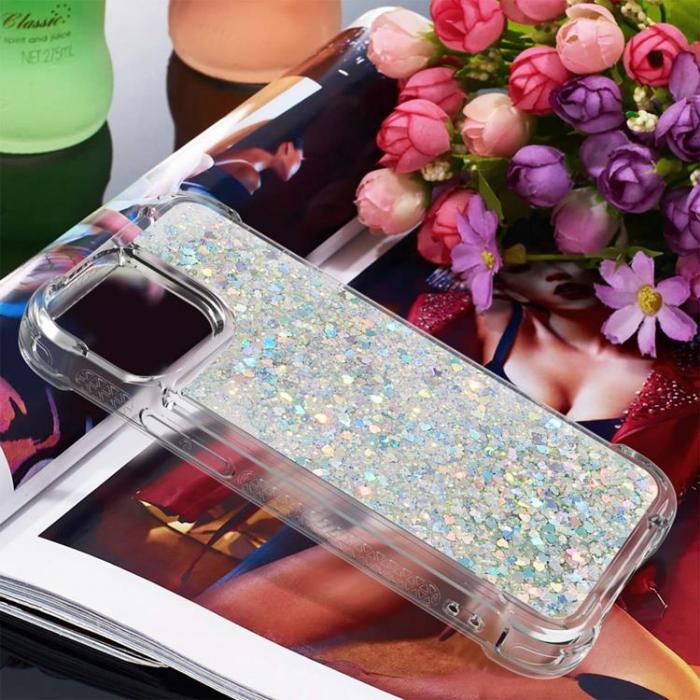 A-One Brand - iPhone 14 Plus Skal Liquid Floating Glitter - Silver