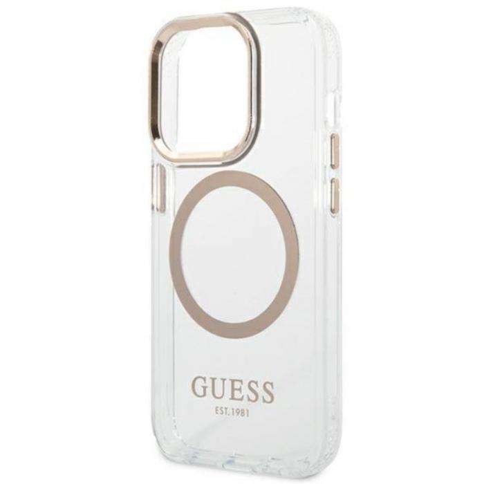 Guess - GUESS iPhone 14 Pro Skal Magsafe Metal Outline - Guld