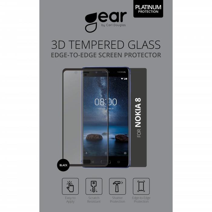 UTGATT1 - GEAR Hrdat 3D Glas till Nokia 8 Edge to Edge - Transparent