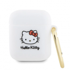 Hello Kitty - Hello Kitty AirPods 1/2 Skal Silikon 3D Kitty Head - Vit