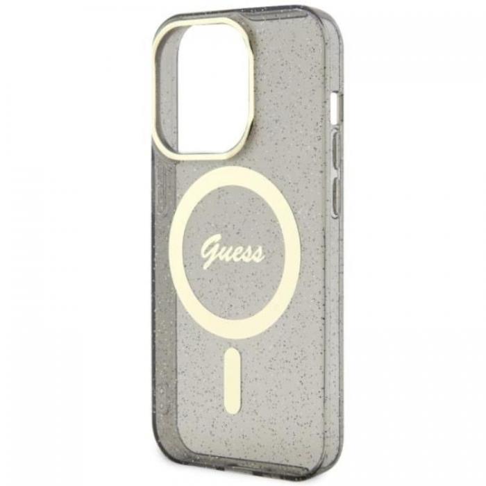 Guess - Guess iPhone 14 Pro Mobilskal MagSafe Glitter Guld - Svart