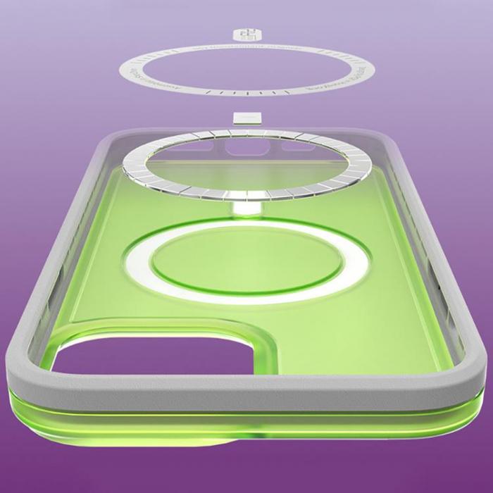 Kingxbar - Kingxbar iPhone 13 Pro Max Skal Magsafe PQY Fluorescence - Rd