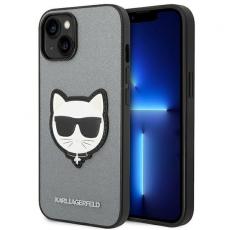 KARL LAGERFELD - Karl Lagerfeld iPhone 14 Plus Skal Saffiano Choupette Head Patch - Silver