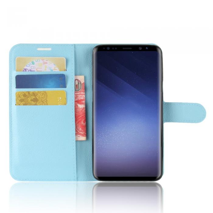 UTGATT4 - Litchi Plnboksfodral till Samsung Galaxy S9 Plus - Bl