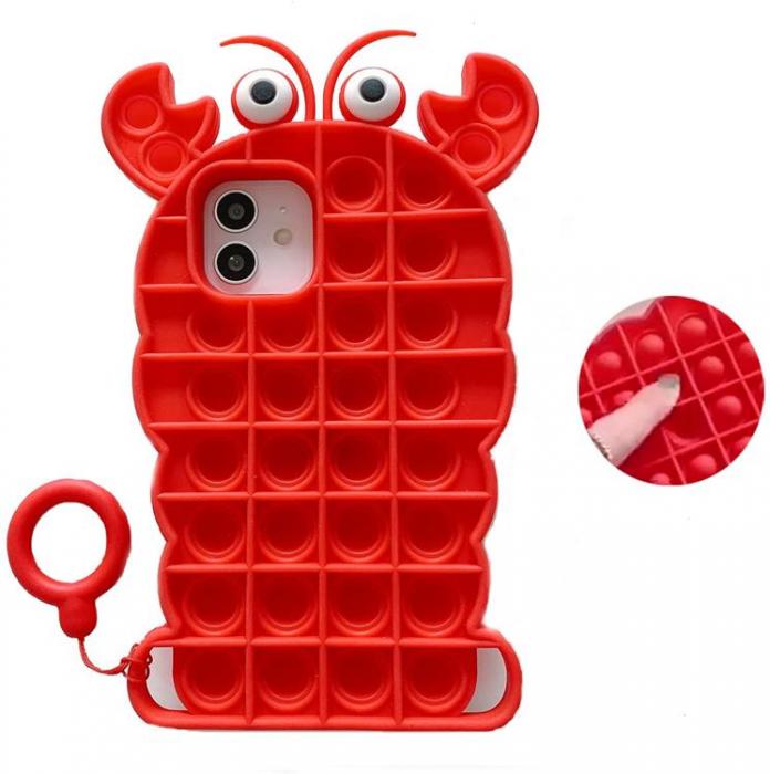 Fidget Toys - Crab Pop it Fidget Skal till iPhone 11 - Rd
