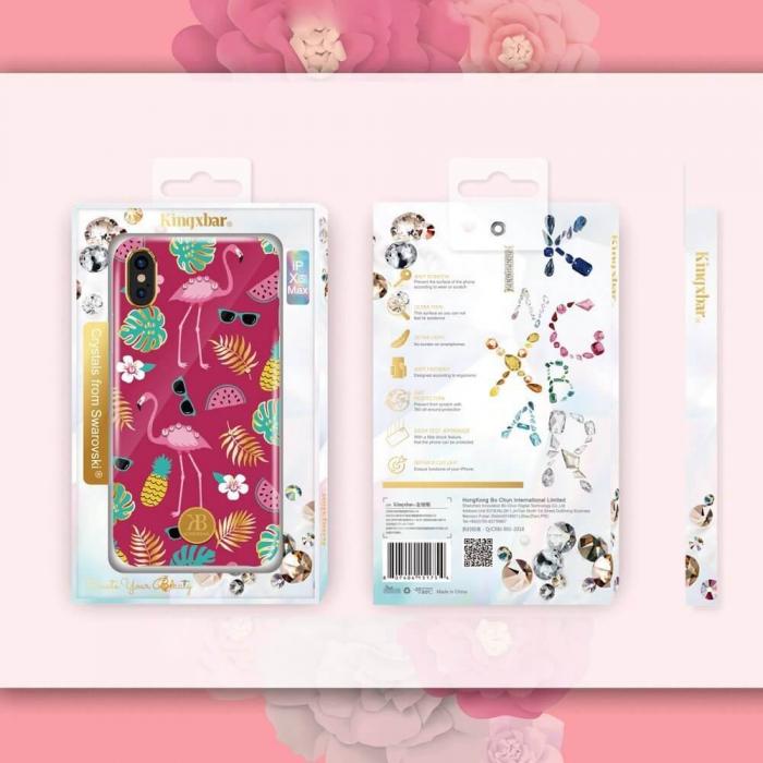 UTGATT5 - Kingxbar Blossom skal dekorerad Crystal iPhone XS Max Vit