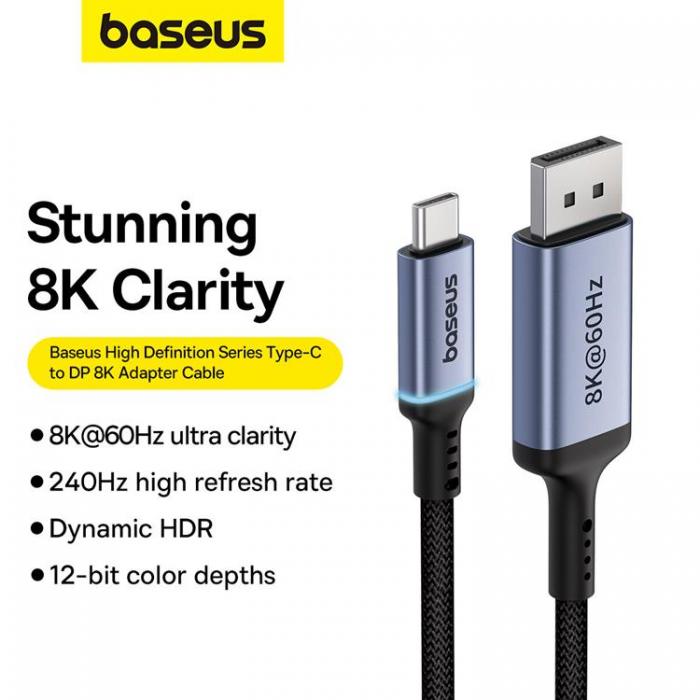BASEUS - Baseus USB-C till DisplayPort Kabel 1.5m High Definition - Svart