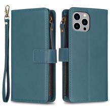 A-One Brand - iPhone 15 Pro Max Plånboksfodral Zipper Flip - Grön