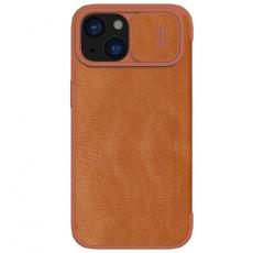 Nillkin - Nillkin iPhone 15 Plus Plånboksfodral Qin Pro Läder - Brun