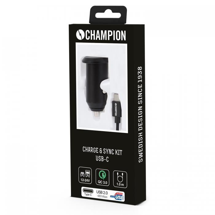 UTGATT5 - Champion Ladd & Synk Kit USB-C Bil - Svart