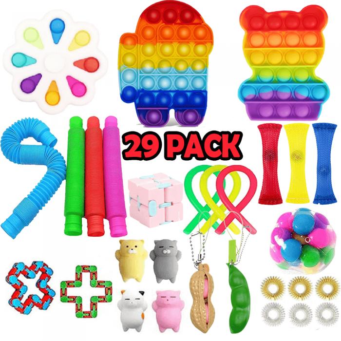 Adventskalender 2023 - 29 Pack Fidget Pop it Toys fr Vuxna & Barn
