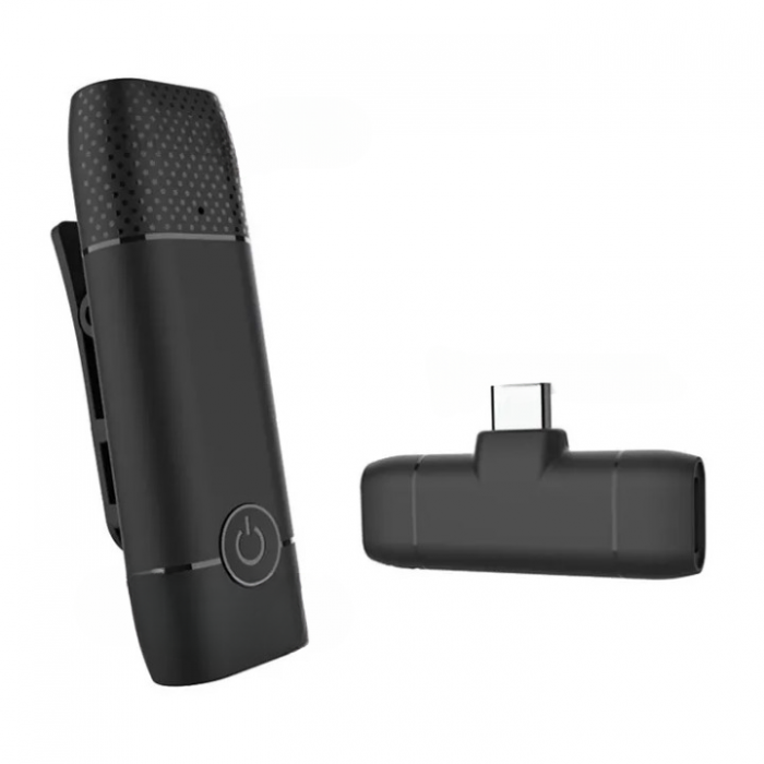 Lavalier - Lavalier Typ-C Trdls Condenser Mikrofoner Bluetooth - Svart