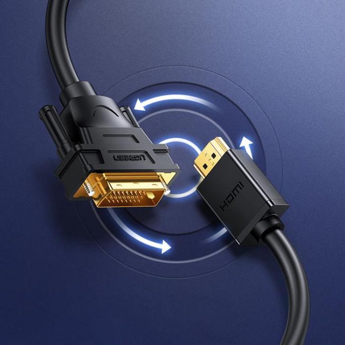 Ugreen - Ugreen HDMI Kabel Bi Directional DVI 2m - Svart