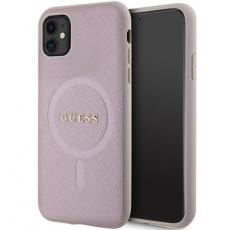 Guess - Guess iPhone 11/XR Mobilskal Magsafe Saffiano - Rosa
