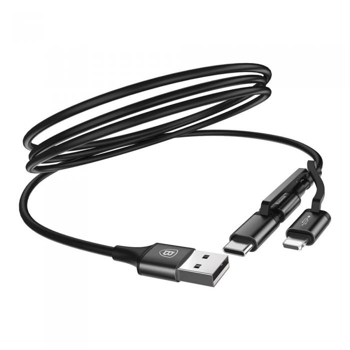 UTGATT5 - Baseus Excellent 3in1 USB micro USB/ lightning/ USB-C Kabel Svart