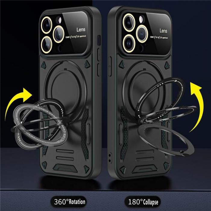 A-One Brand - iPhone 15 Pro Mobilskal Magsafe Ringhllare Kickstand - Svart