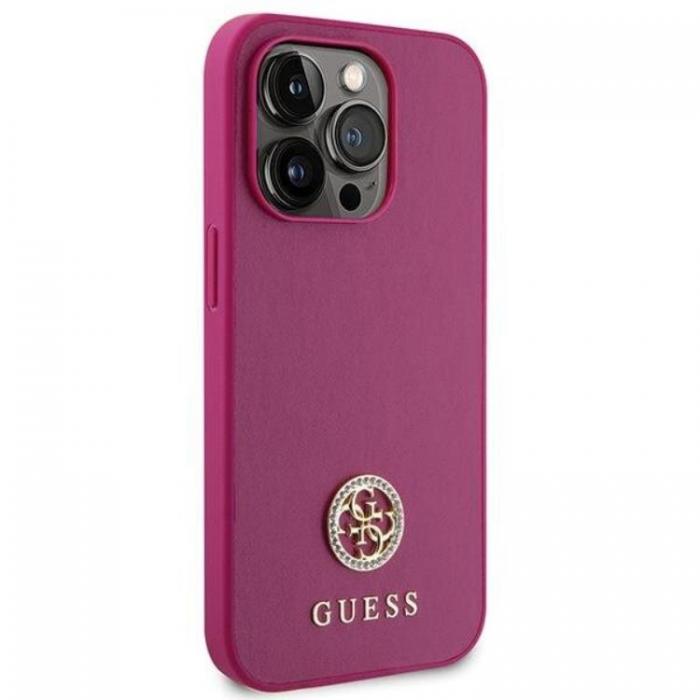 Guess - Guess iPhone 15 Pro Mobilskal Strass Metal Logo - Rosa