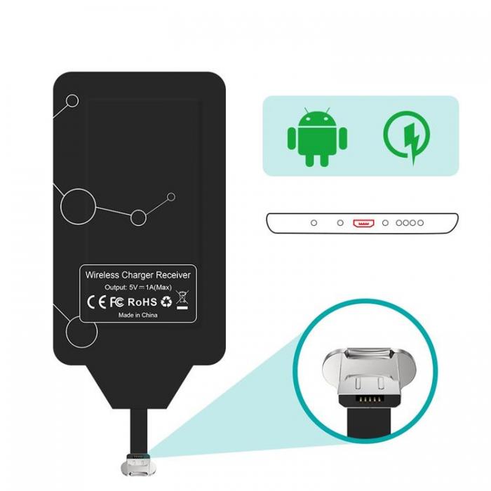 UTGATT5 - Choietech Trdls Adapter Qi - Micro USB - Svart