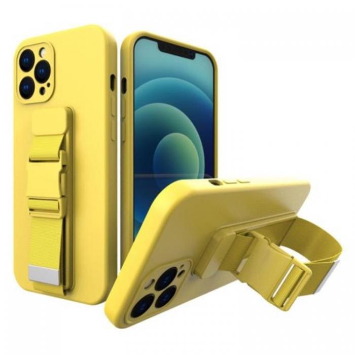 Ruhtel - Rope Gel Airbag Skal Med Lanyard iPhone 12 Pro - Gul