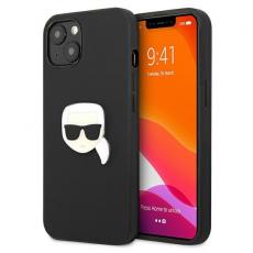 KARL LAGERFELD - Karl Lagerfeld Läder Ikonik Karl`s Head Metal Skal iPhone 13 Mini - Svart