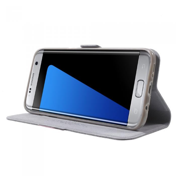 UTGATT5 - Doormoon kta Lder Plnboksfodral till Samsung Galaxy S7 Edge - Magenta