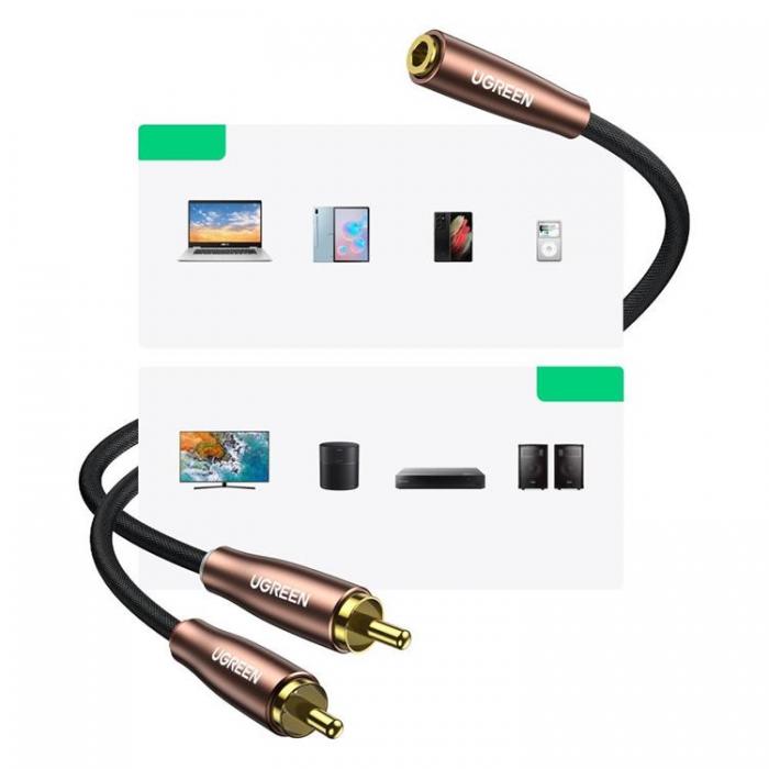 Ugreen - Ugreen Audio Kabel 3.5 mm Mini Jack 5m - Brun