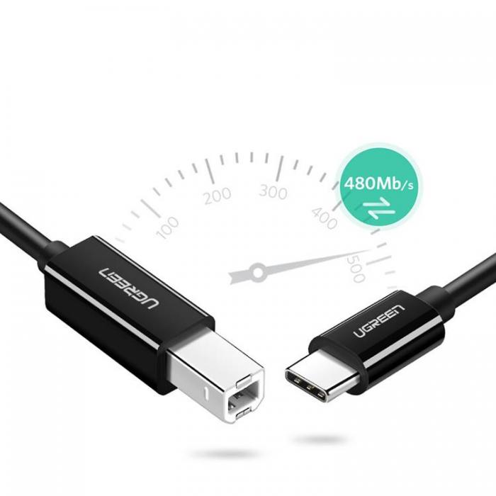 Ugreen - Ugreen USB-C 2.0 Till USB-B Kabel 1m - Svart