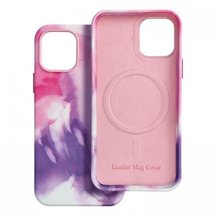 A-One Brand - iPhone 13 Pro Magsafe Mobilskal Lder - Lila Splash