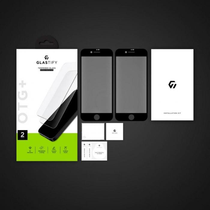 Glastify - Glastify 2-Pack Hrdat Glas Skrmskydd iPhone 7/8/SE (2020/2022) - Svart