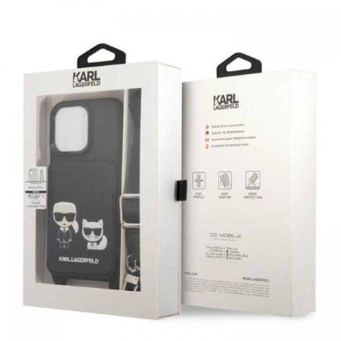 UTGATT5 - Karl Lagerfeld iPhone 13 Pro Max Halsbandsskal Saffiano Karl&Choupette Embossed