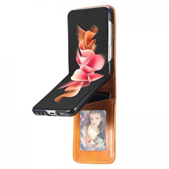 A-One Brand - Galaxy Z Flip 4 Plnboksfodral Portable Folding - Brun