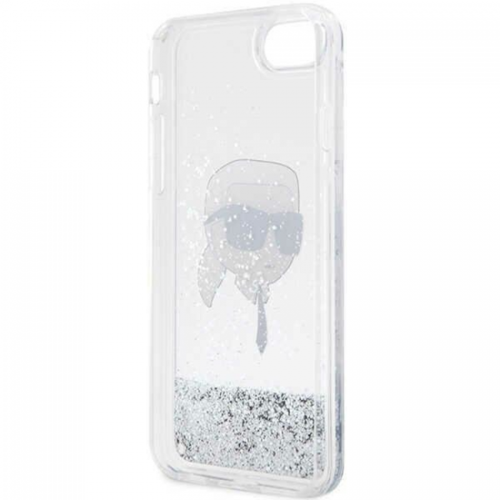 KARL LAGERFELD - Karl Lagerfeld iPhone 7/8/SE (2020/2022) Skal Liquid Glitter Head - Silver
