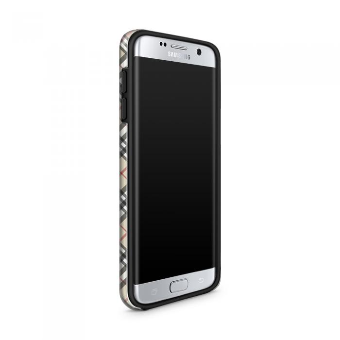UTGATT5 - Tough mobilskal till Samsung Galaxy S7 Edge - Rutig diagonal - Beige