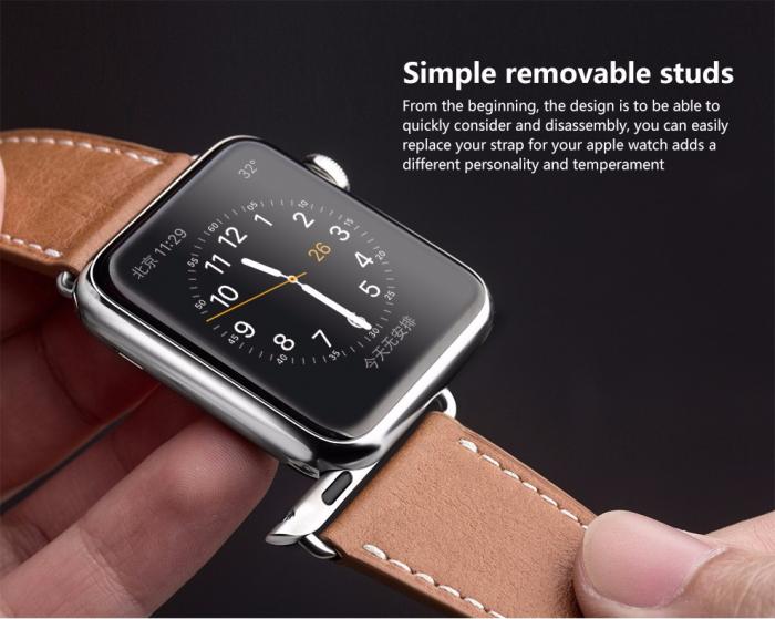 UTGATT4 - Qialino Watchband i kta lder till Apple Watch 42mm - Rd