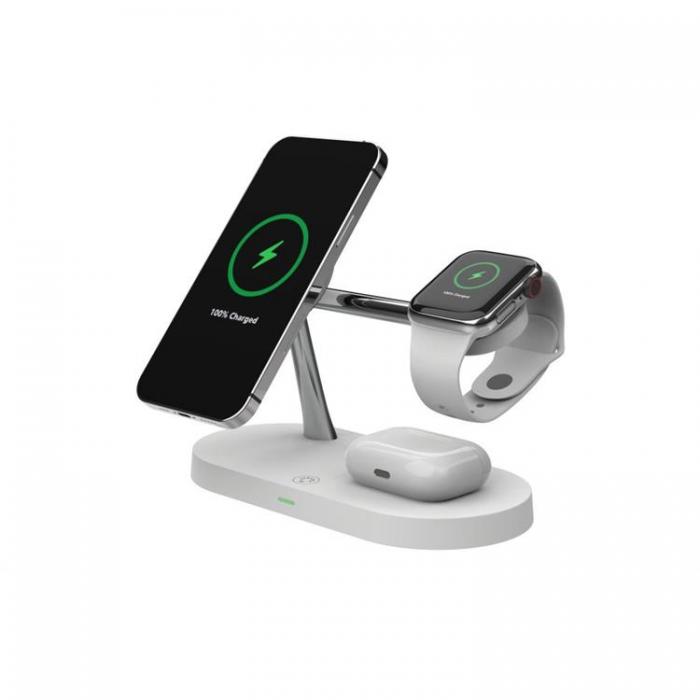 UTGATT - Tech-Protect 3-i-1 Magsafe Trdls Laddare iPhone, Apple Watch, Airpods - Vit