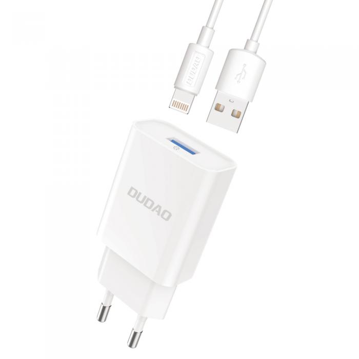 UTGATT - Dudao USB Vggladdare QC3.0 12W , Lightning Kabel 1m - Vit