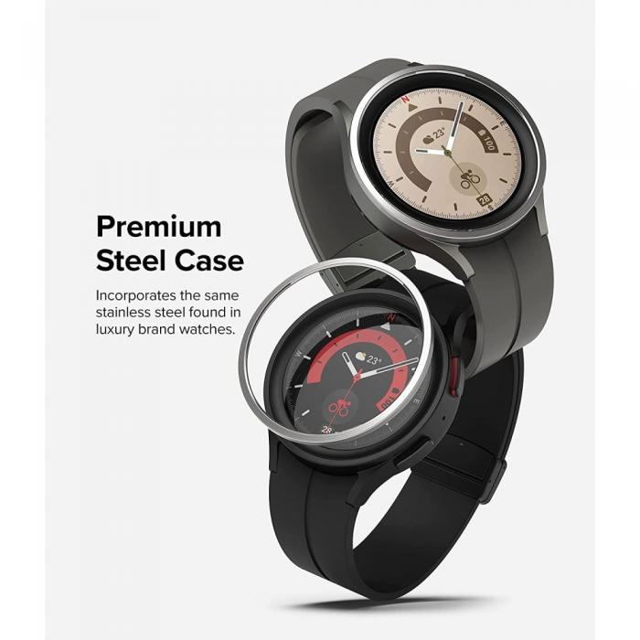 UTGATT1 - Ringke Galaxy Watch 5 Pro (45mm) Skal Bezel Styling - Silver