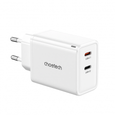 Choetech - Choetech 2x USB-C Väggladdare PD 65W GaN - Vit